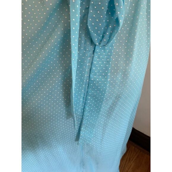 VTG 70s Boho Maxi Dress Blue Polka Dot Prairie Country Ruffle Gunne Handmade - Picture 13 of 16